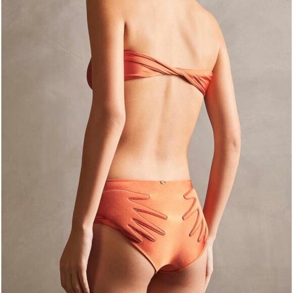 NEW Adriana Degreas Orange Hand Applique Bikini Swim Bottoms Size Small - Picture 1 of 6
